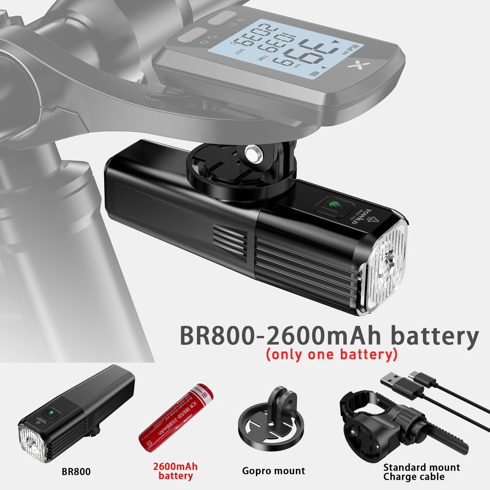 TOWILD BR800 Bike Light with Tail Light USB Rechargeable LED MTB Front Lamp Headlight Aluminum Flashlight Bicycle Light - Pogo Cycles