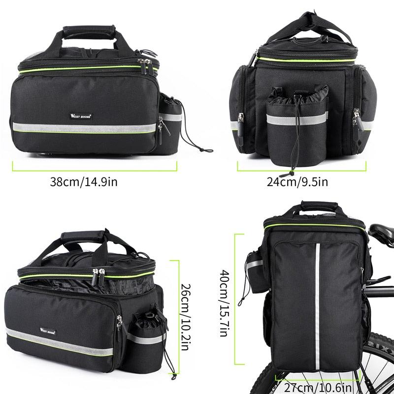 WEST BIKING 3 In 1 Waterproof Bicycle Trunk Bag MTB Road Bike Bag Large Capacity Travel Luggage Carrier Rear Seat Rack Panniers - Pogo Cycles