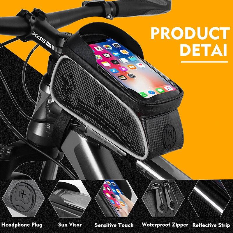 WEST BIKING Bicycle Bag Cycling Top Front Tube Frame Bag Waterproof 6.5 Inches Phone Case Storage Touch Screen MTB Road Bike Bag - Pogo Cycles