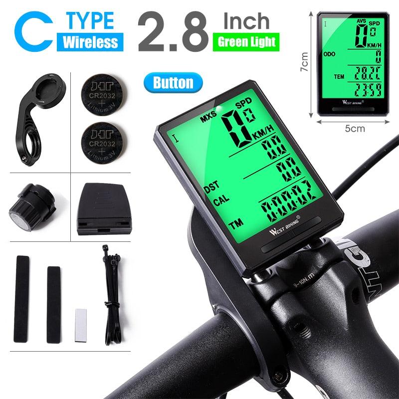 WEST BIKING Cycling Speedometer Digital Large Screen Waterproof LCD Wireless and Wired Bike Odometer Bicycle Computer - Pogo Cycles