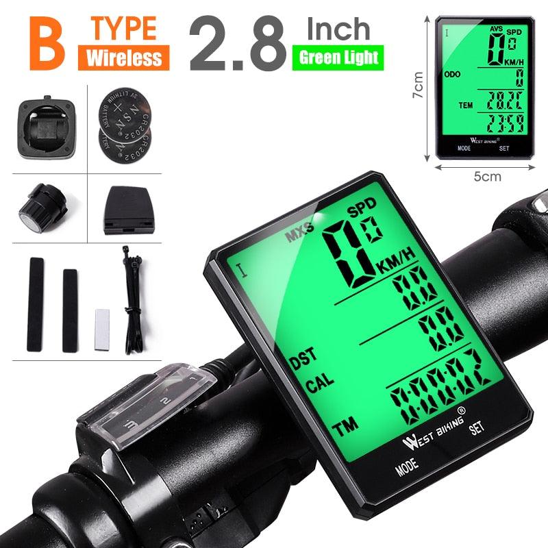 WEST BIKING Waterproof Bicycle Computer With Wireless Wired Bicycle Computer Bike Speedometer Odometer Bike Stopwatch - Pogo Cycles