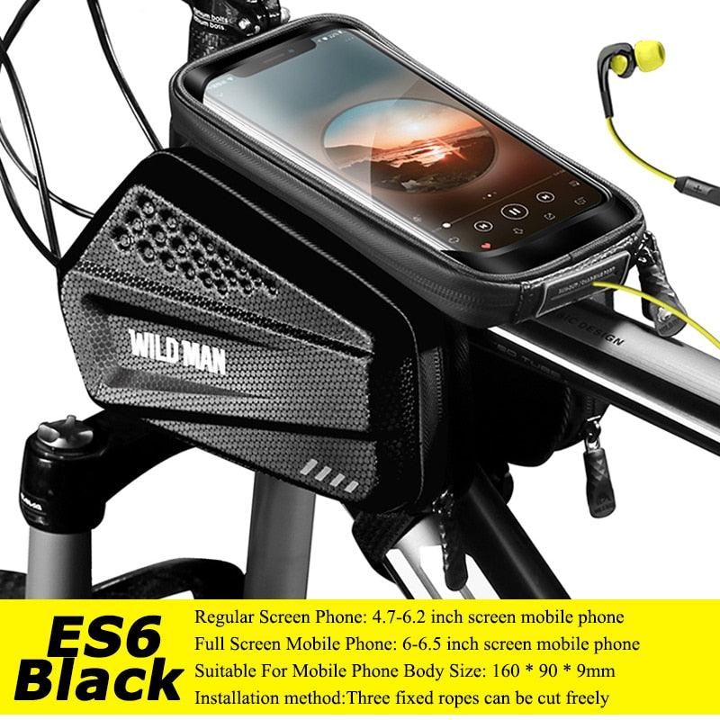 WILD MAN Bicycle Bag 5.5-6.6 Inch Phone Bag Waterproof Front Frame Bag Sensitive Touch Screen MTB Bag Road Bike Accessories - Pogo Cycles