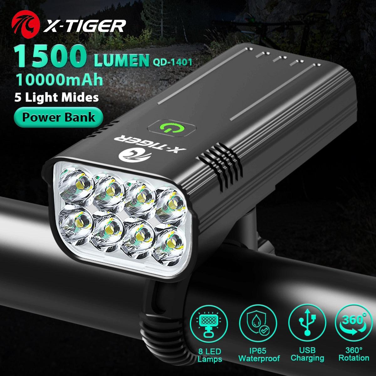 X-TIGER Bicycle Light Rainproof USB Charging LED Cycling Lights Front Lamp Headlight Aluminum Ultralight Flashlight Bike Light - Pogo Cycles