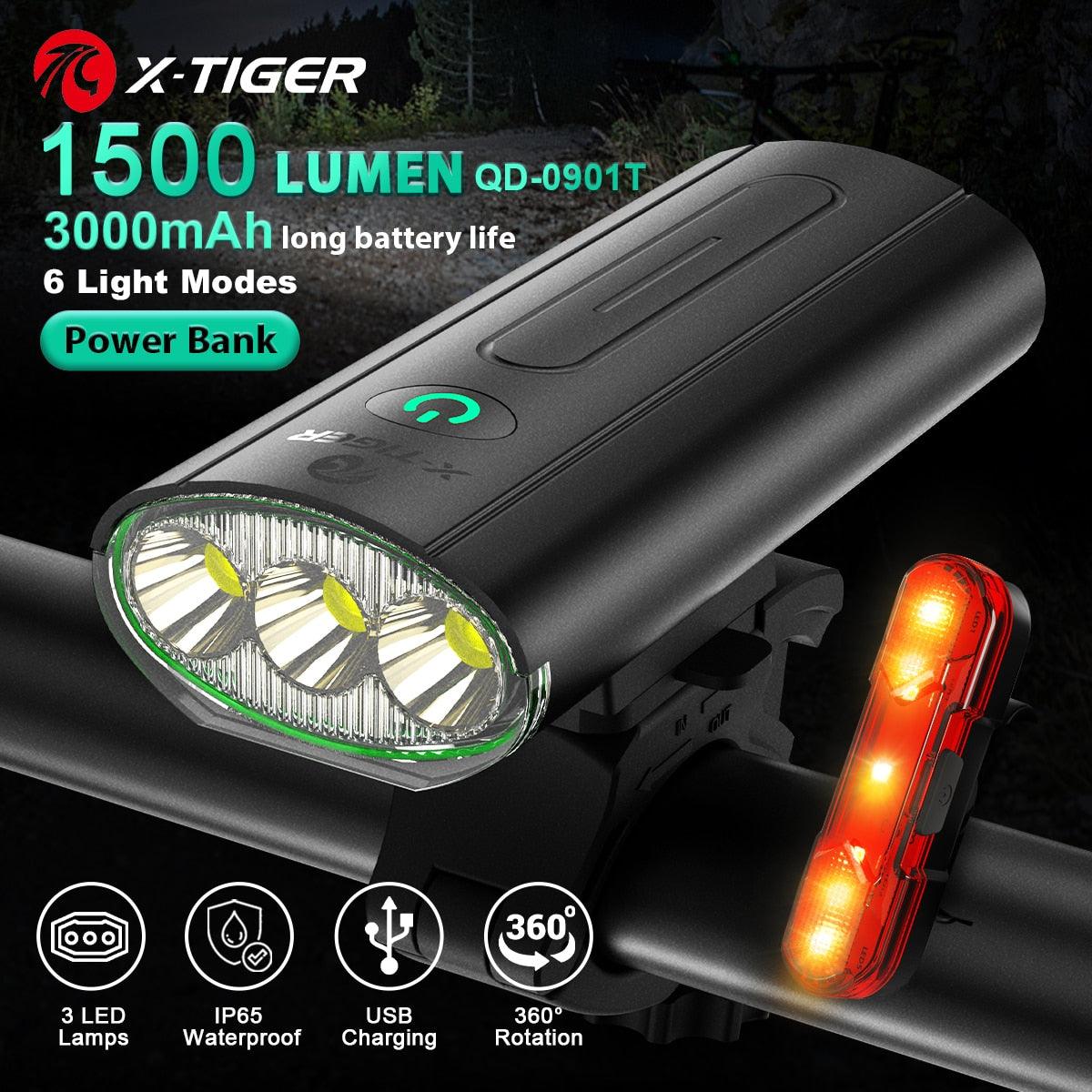 X-TIGER Bicycle Light Rainproof USB Charging LED Cycling Lights Front Lamp Headlight Aluminum Ultralight Flashlight Bike Light - Pogo Cycles