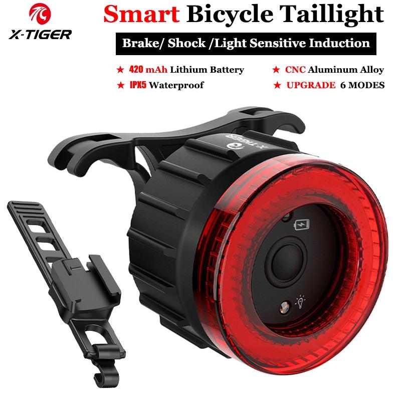 X-TIGER Bicycle Smart Auto Brake Sensing Light Waterproof LED Charging Cycling Taillight Bike Rear Light Warn Bicycle Tail light - Pogo Cycles