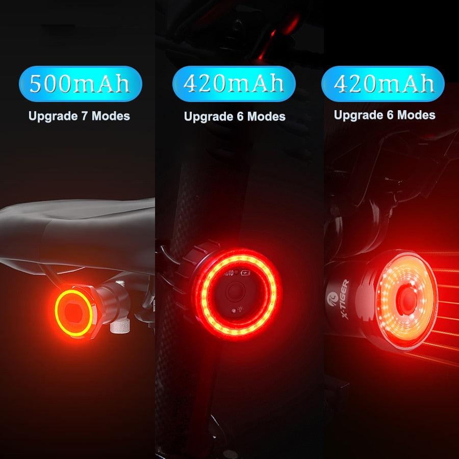 X-Tiger Bike Rear Light IPx6 Waterproof LED Charging Bicycle Smart Auto Brake Sensing Light Accessories Bike Taillight Light - Pogo Cycles