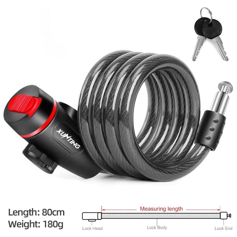 Xunting Bike Lock Coiled Secure Keys - Pogo Cycles