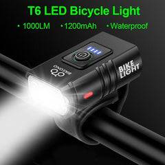 1000LM BIKEONO Bike Light Headlight T6 Bicycle Flashlight LED USB Rechargeable Torch Aluminum Alloy Cycling High Beam Low Accessories - Pogo Cycles