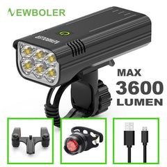 NEWBOLER Bicycle Light 3600 Lumens USB Chargeable Rainproof MTB Bike Light Set With 2 Holder 5200mAh Flashlight Bike Accessories - Pogo Cycles