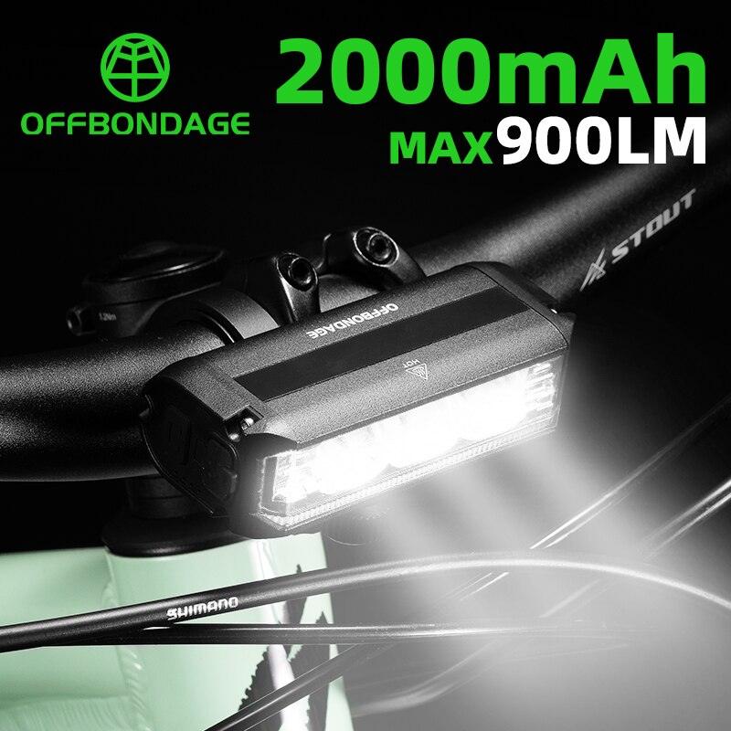 OFFBONDAGE Bicycle Light Front 900Lumen Bike Light 2000mAh Waterproof Flashlight USB Charging MTB Road Cycling Lamp - Pogo Cycles