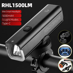 ROCKBROS Bike Front Light 1500LM 5000mAH Battery Bicycle Light Aluminum Smart Sense LED Lamp Flashlight Cycling Headlight - Pogo Cycles